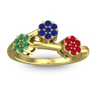 Blue Sapphire Fashion Ring In 18k Yellow Gold With Emerald And Ruby – Padmadi Simple Ring
