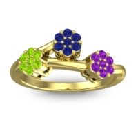 Blue Sapphire Fashion Ring In 18k Yellow Gold With Peridot And Amethyst – Padmadi Simple Ring