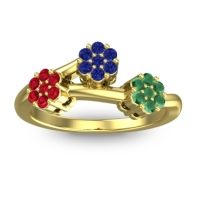 Blue Sapphire Fashion Ring In 18k Yellow Gold With Ruby And Emerald – Padmadi Simple Ring