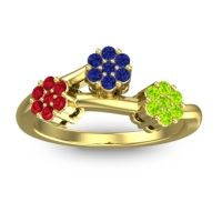 Blue Sapphire Fashion Ring In 18k Yellow Gold With Ruby And Peridot – Padmadi Simple Ring