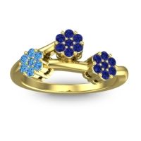 Blue Sapphire Fashion Ring In 18k Yellow Gold With Swiss Blue Topaz – Padmadi Simple Ring