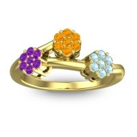 Citrine Fashion Ring In 18k Yellow Gold With Amethyst And Aquamarine – Padmadi Simple Ring