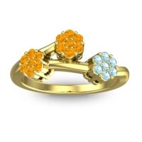 Citrine Fashion Ring In 18k Yellow Gold With Aquamarine – Padmadi Simple Ring