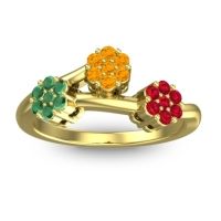Citrine Fashion Ring In 18k Yellow Gold With Emerald And Ruby – Padmadi Simple Ring
