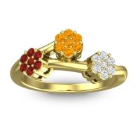 Citrine Fashion Ring In 18k Yellow Gold With Garnet And Diamond – Padmadi Simple Ring