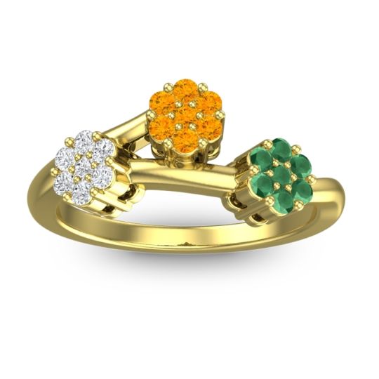 Simple Floral Pave Padmadi Ring