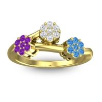 Simple Floral Pave Padmadi Ring