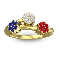 Lab Diamond Fashion Ring In 18k Yellow Gold With Blue Sapphire And Ruby – Padmadi Simple Ring