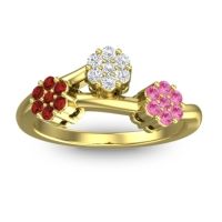 Diamond Fashion Ring In 18k Yellow Gold With Garnet And Pink Tourmaline – Padmadi Simple Ring