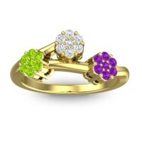 Diamond Fashion Ring In 18k Yellow Gold With Peridot And Amethyst – Padmadi Simple Ring
