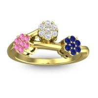 Lab Diamond Fashion Ring In 18k Yellow Gold With Pink Tourmaline And Blue Sapphire – Padmadi Simple Ring