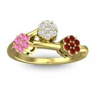 Lab Diamond Fashion Ring In 18k Yellow Gold With Pink Tourmaline And Garnet – Padmadi Simple Ring
