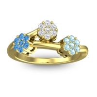 Diamond Fashion Ring In 18k Yellow Gold With Swiss Blue Topaz And Aquamarine – Padmadi Simple Ring