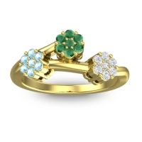 Emerald Fashion Ring In 18k Yellow Gold With Aquamarine And Diamond – Padmadi Simple Ring