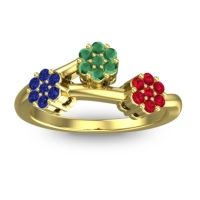 Emerald Fashion Ring In 18k Yellow Gold With Blue Sapphire And Ruby – Padmadi Simple Ring