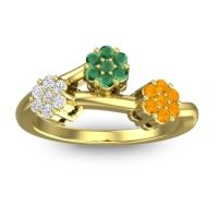 Emerald Fashion Ring In 18k Yellow Gold With Lab Diamond And Citrine – Padmadi Simple Ring