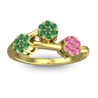 Emerald Fashion Ring In 14k Yellow Gold With Pink Tourmaline – Padmadi Simple Ring