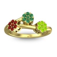 Emerald Fashion Ring In 18k Yellow Gold With Garnet And Peridot – Padmadi Simple Ring