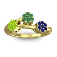 Emerald Fashion Ring In 18k Yellow Gold With Peridot And Blue Sapphire – Padmadi Simple Ring