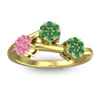 Emerald Fashion Ring In 14k Yellow Gold With Pink Tourmaline – Padmadi Simple Ring