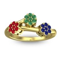 Emerald Fashion Ring In 18k Yellow Gold With Ruby And Blue Sapphire – Padmadi Simple Ring