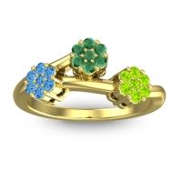 Emerald Fashion Ring In 18k Yellow Gold With Swiss Blue Topaz And Peridot – Padmadi Simple Ring
