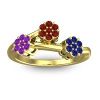 Garnet Fashion Ring In 18k Yellow Gold With Amethyst And Blue Sapphire – Padmadi Simple Ring