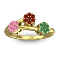Garnet Fashion Ring In 18k Yellow Gold With Pink Tourmaline And Emerald – Padmadi Simple Ring