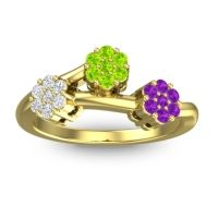 Peridot Fashion Ring In 18k Yellow Gold With Diamond And Amethyst – Padmadi Simple Ring