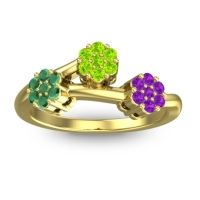 Peridot Fashion Ring In 18k Yellow Gold With Emerald And Amethyst – Padmadi Simple Ring