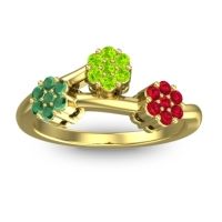 Peridot Fashion Ring In 18k Yellow Gold With Emerald And Ruby – Padmadi Simple Ring