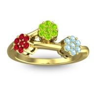 Peridot Fashion Ring In 18k Yellow Gold With Ruby And Aquamarine – Padmadi Simple Ring