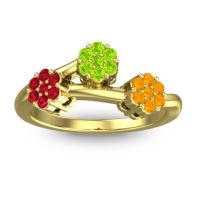Peridot Fashion Ring In 18k Yellow Gold With Ruby And Citrine – Padmadi Simple Ring