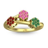 Pink Tourmaline Fashion Ring In 18k Yellow Gold With Garnet And Emerald – Padmadi Simple Ring