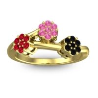 Pink Tourmaline Fashion Ring In 18k Yellow Gold With Ruby And Black Onyx – Padmadi Simple Ring