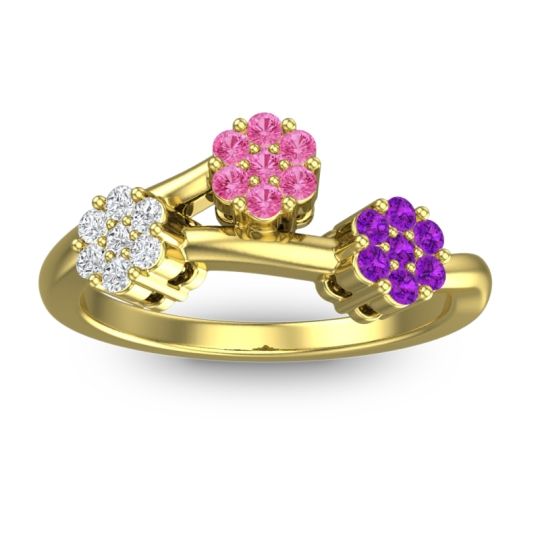 Simple Floral Pave Padmadi Ring