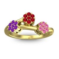 Ruby Fashion Ring In 18k Yellow Gold With Amethyst And Pink Tourmaline – Padmadi Simple Ring