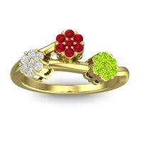 Ruby Fashion Ring In 18k Yellow Gold With Diamond And Peridot – Padmadi Simple Ring