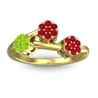 Ruby Fashion Ring In 18k Yellow Gold With Peridot – Padmadi Simple Ring