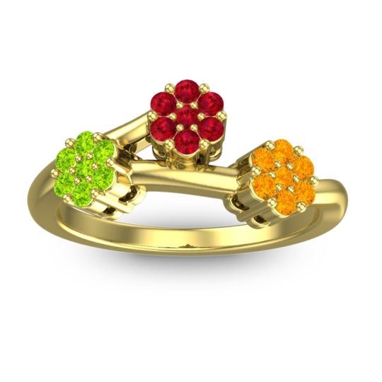 Simple Floral Pave Padmadi Ring