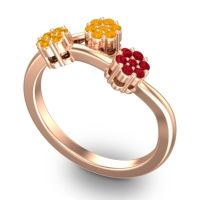 Simple Floral Pave Padmadi Ring