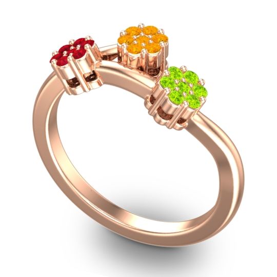 Simple Floral Pave Padmadi Ring