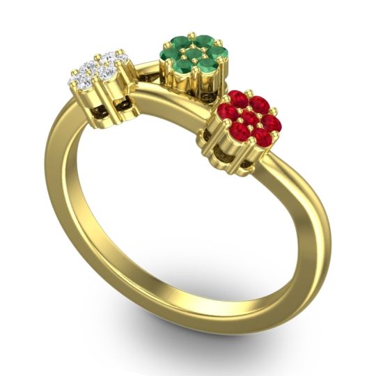 Simple Floral Pave Padmadi Ring