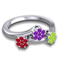 Simple Floral Pave Padmadi Ring