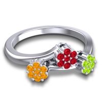 Simple Floral Pave Padmadi Ring