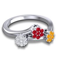 Simple Floral Pave Padmadi Ring