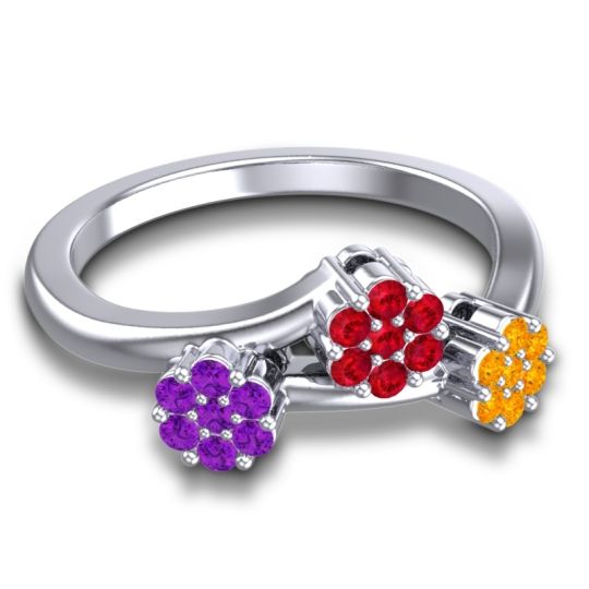 Simple Floral Pave Padmadi Ring