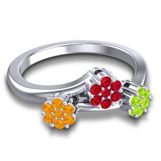 Simple Floral Pave Padmadi Ring