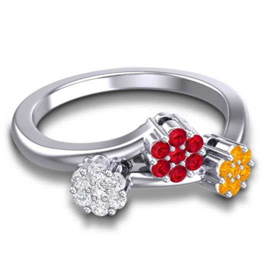 Simple Floral Pave Padmadi Ring