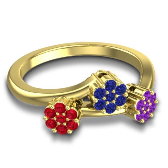 Simple Floral Pave Padmadi Ring